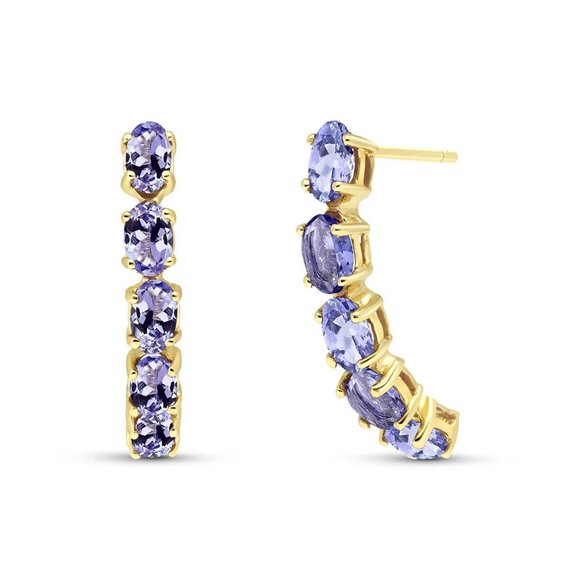 14K. SOLID GOLD EARRINGS WITH NATURAL TANZANITES